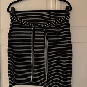 LOFT Black and White Skirt with Belt